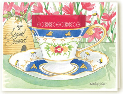 Kimberly shaw，teacup greeting card，祝福卡，手绘，美不胜收的茶杯