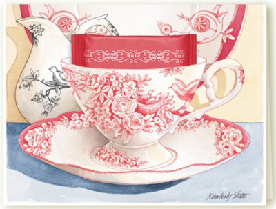 Kimberly shaw，teacup greeting card，祝福卡，手绘，美不胜收的茶杯