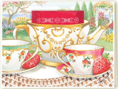 Kimberly shaw，teacup greeting card，祝福卡，手绘，美不胜收的茶杯