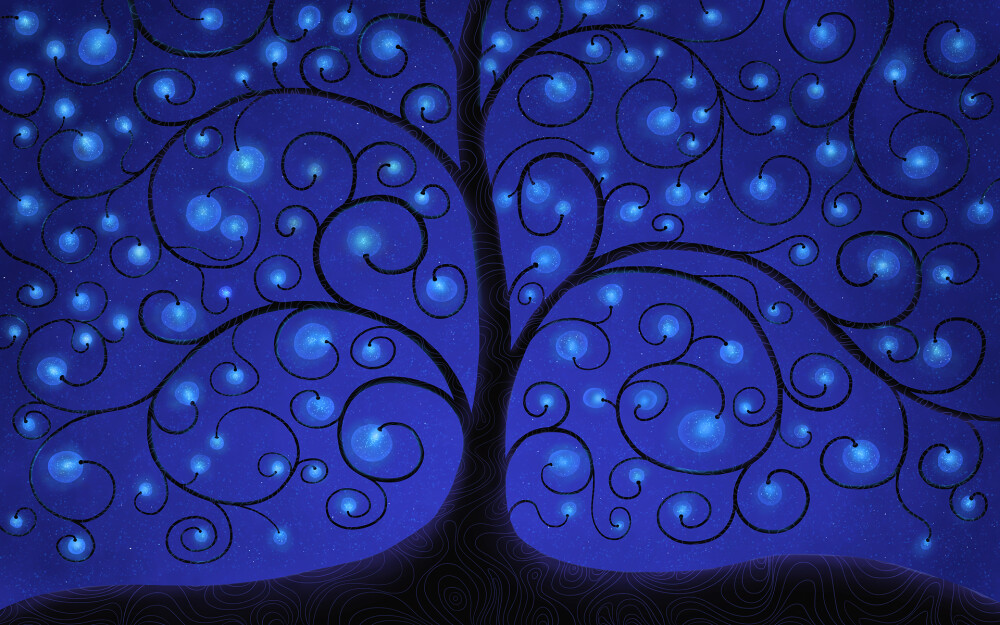 VLADSTUDIO壁纸【1920x1200】树灯 蓝色 tree of lights blue