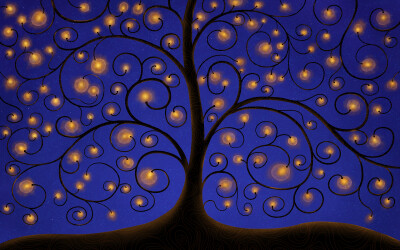 VLADSTUDIO壁纸【1920x1200】树灯 金色 tree of lights gold