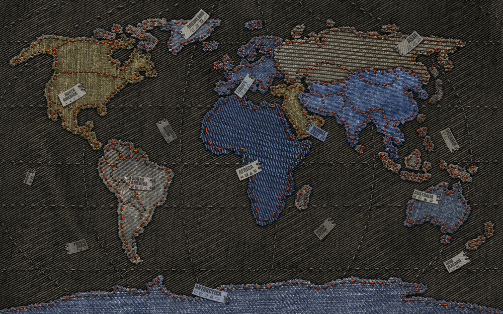 VLADSTUDIO壁纸【1920x1200】牛仔布 世界地图 jeans world map