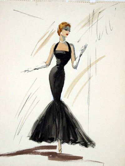Edith Head sketch for Eleanor Parker in A Hole In The Head (1959)
