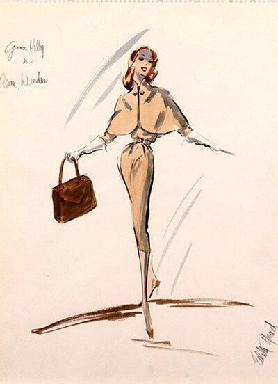 Edith Head sketch for Grace Kelly in Rear Window (1954)