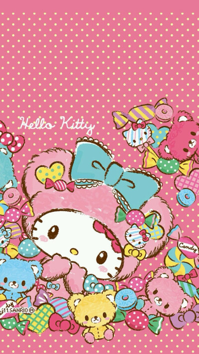 iPhone壁纸 萌物 可爱 背景 Hello kitty 猫