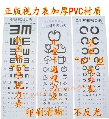 视力表 新版国际标准对数视力表挂图加厚PVC清晰不反光儿童视力表