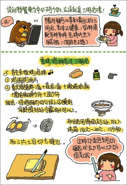 香烤鸡排总汇三明治