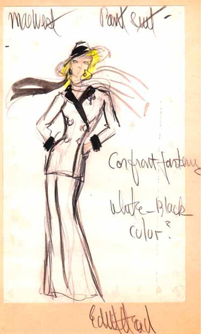 Edith Head sketch for Mae West in Sextette (1978)