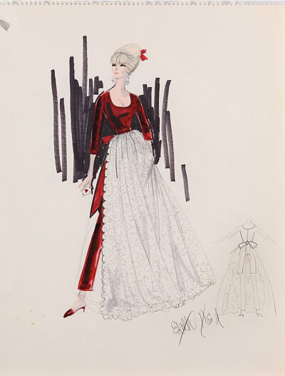 Edith Head sketch for Elke Sommer in The Oscar (1966)