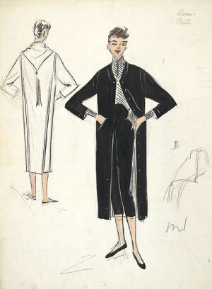 Edith Head sketch for Audrey Hepburn in Sabrina (1954)