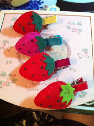 不织布可爱草莓儿童发夹