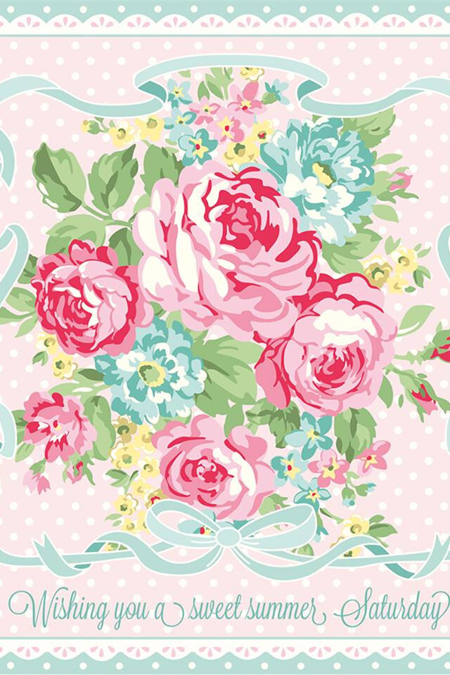 插画手绘 碎花 花 植物 玫瑰 高清手机壁纸 iPhone壁纸