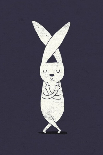 黑白壁纸。小兔子。