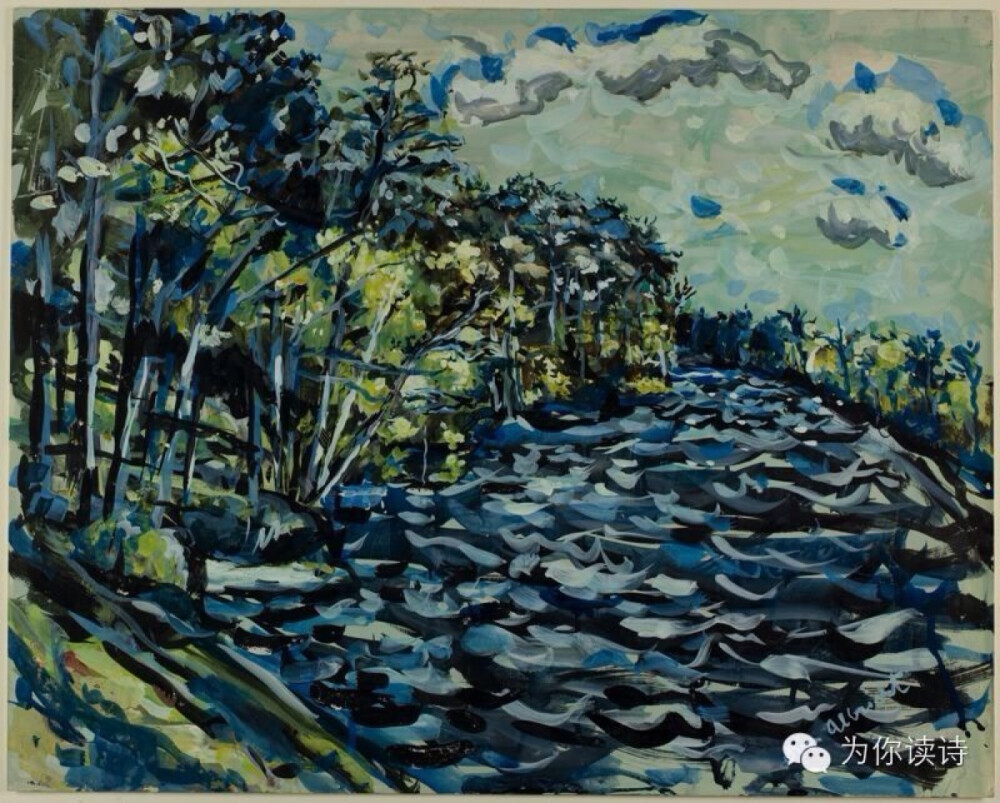 图为美国画家Ivan Albright的作品《St.Mary's Black River is Blue》。一个人分成两瓣：一瓣在生活，一瓣在流淌。