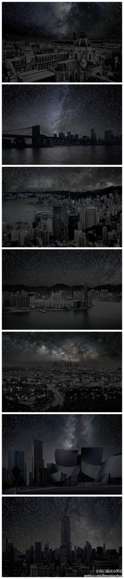 《Darkened Cities》无灯的城市。。。图：法国摄影师Thierry Cohen