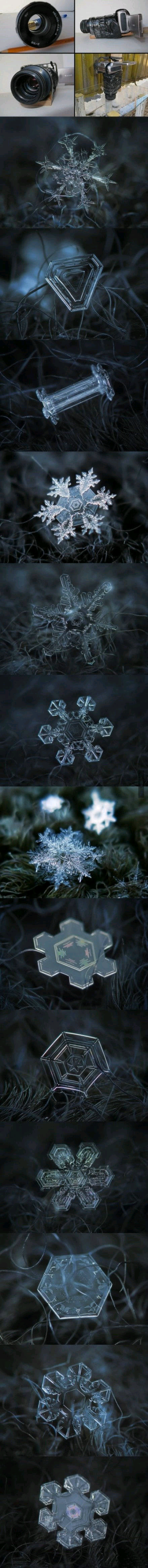 俄羅斯的一名攝影師用國內廉價的攝相機拍下雪花的特寫。。