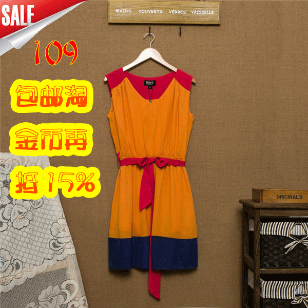 炫彩夏日！ONLY 专柜正品 V领 撞色 雪纺 连衣裙 吊牌价399元 http://item.taobao.com/item.htm?spm=686.1000925.1000774.98.xu7JB7&amp;amp;id=40032420896