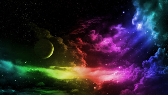 七彩壁纸 1360x768 彩色星空梦幻星空月亮夜空夜晚星星 堆糖 美图壁纸兴趣社区