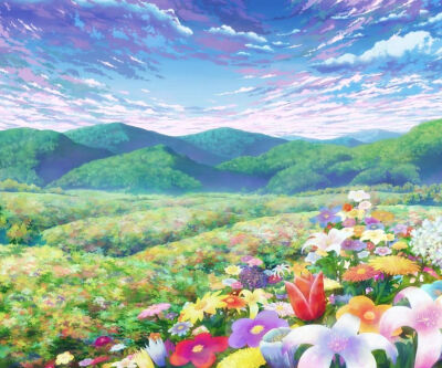 七彩壁纸【960x800】彩色 野花 山坡 花朵