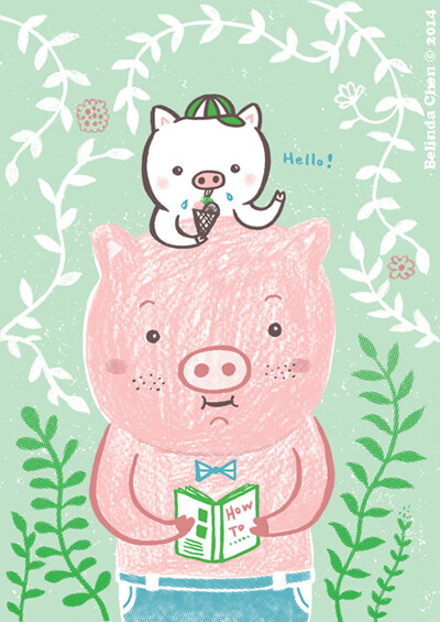 iPhone壁纸 萌物 动物 可爱 背景 套图 猪 森林系列