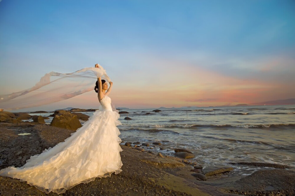 婚纱照 海边 唯美