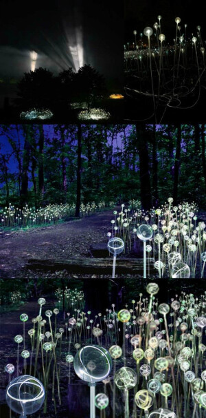 ❤ 英国艺术家 bruce munro ◊ 在巴斯的holburne博物馆展出了“field of light星光原野”装置作品。这个场地环绕着整座博物馆建筑，艺术家用无数五彩缤纷的灯光装点了整个场地，照亮了黑夜，照亮了整个夜空，形成雕塑感极强的作品系列❤