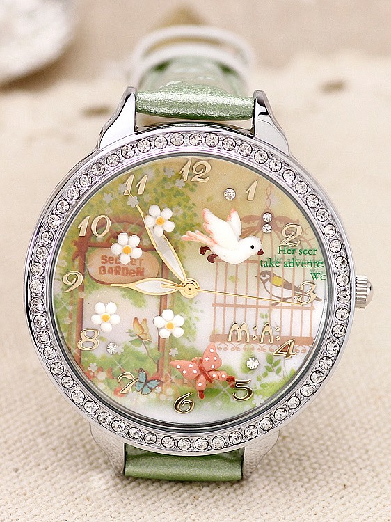 韩国MINI表立体手工软陶手表秘密花园双层卡通手表女表