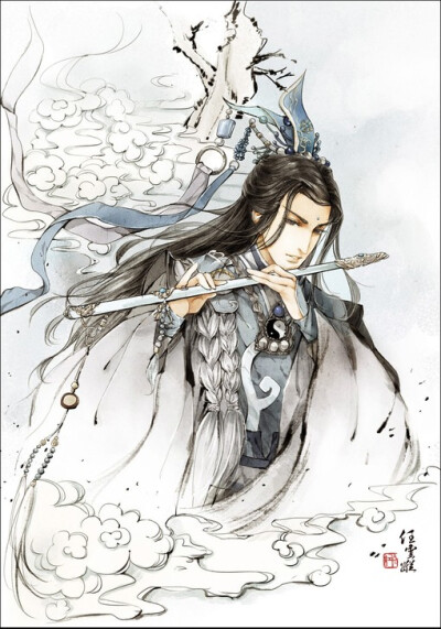  听弦断，断那三千痴缠。坠花湮，湮没一朝风涟。花若怜，落在谁的指尖。