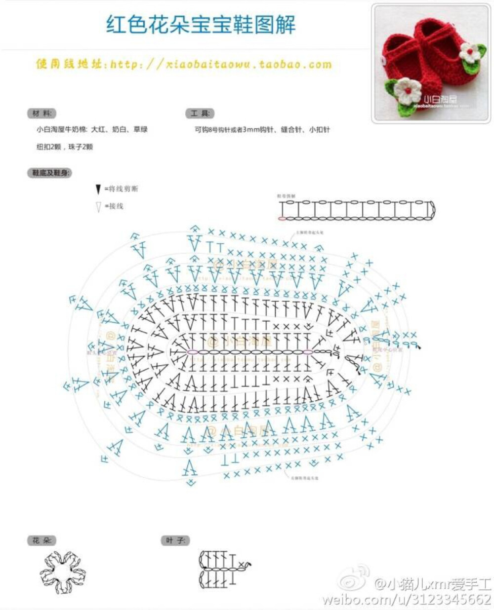 宝宝鞋。钩针 图解6