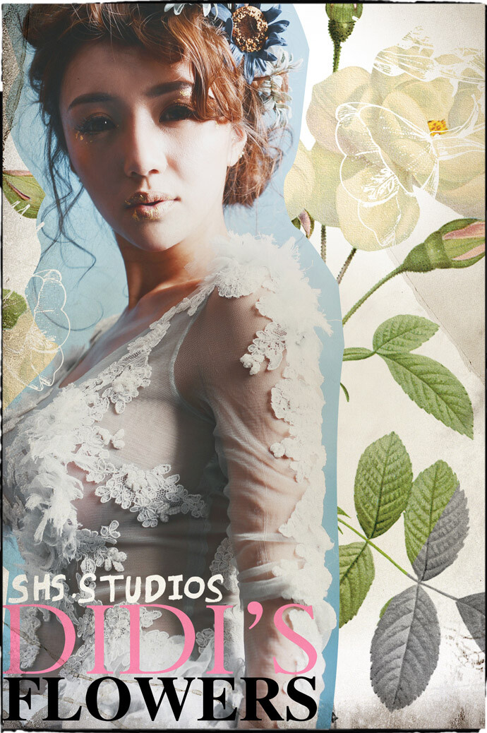 拾花摄STUDIOS 《DiDi之花》 爆过 重影 印花 波普的影像乐趣 点线面的层层叠叠 解构主义的画面 金箔质感妆面与后期中灰冷调 交织出精神的理想花园