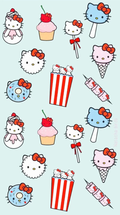 Hello kitty iPhone 壁纸 锁屏 微信 背景 平铺 手绘 插画