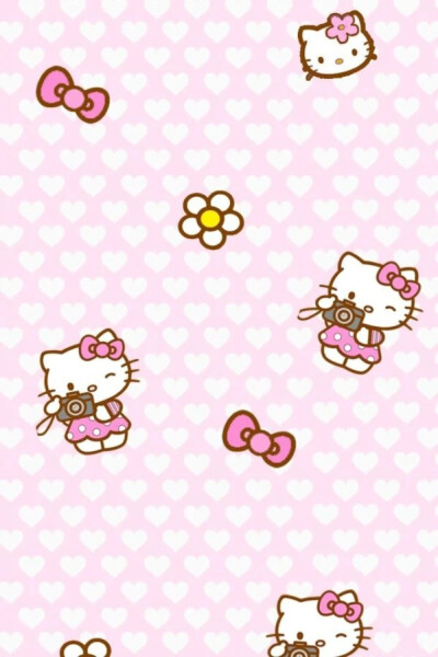 Hello kitty iPhone 壁纸 锁屏 微信 背景 平铺 手绘 插画