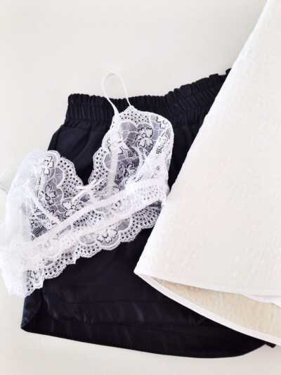 lace bralette &amp;amp; silk shorts