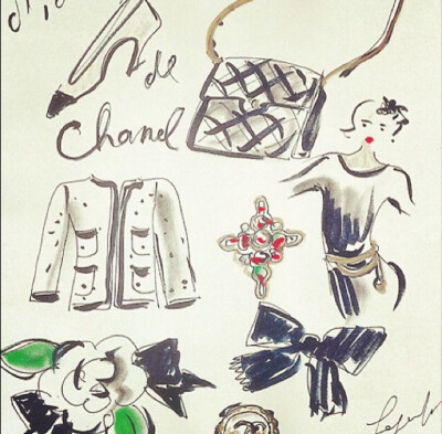 Chanel hand sketch by Karl Lagerfeld