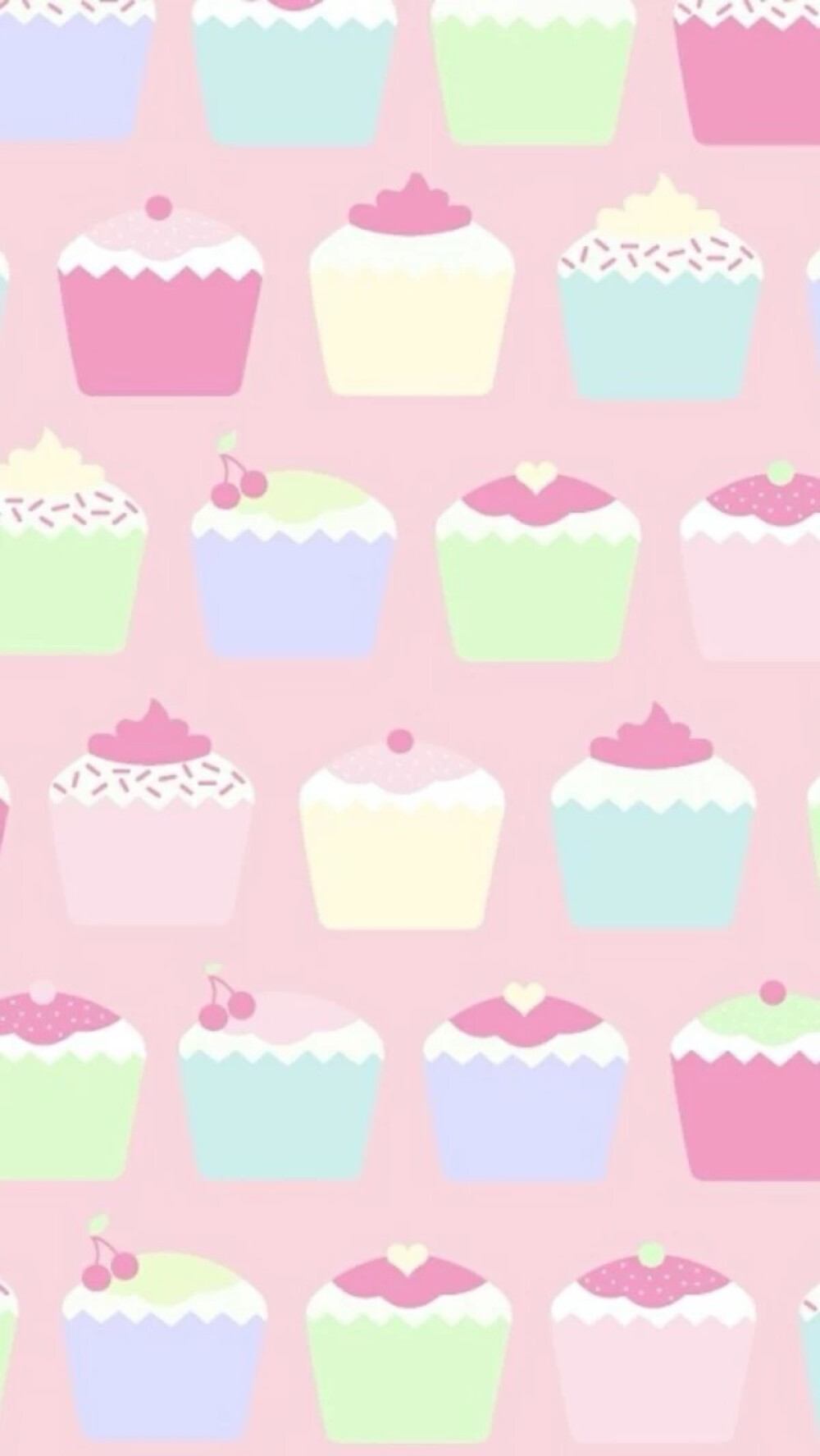 Cup cake iPhone 壁纸 锁屏 微信 背景 手绘 插画 平铺