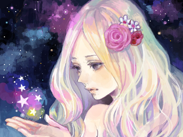插画手绘 二次元美女 动漫 森系 意境 水粉画 水彩