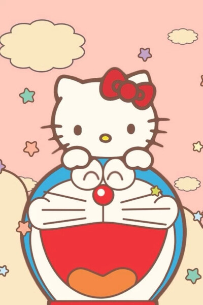 多啦a梦 Hello kitty iPhone 壁纸 锁屏 微信 背景 平铺 手绘 插画