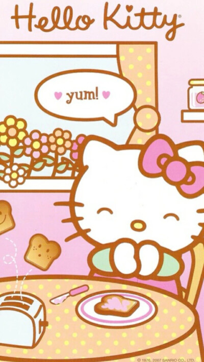 Hello kitty iPhone 壁纸 锁屏 微信 背景 平铺 手绘 插画