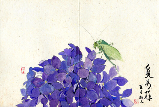 桃年の花 水彩花卉