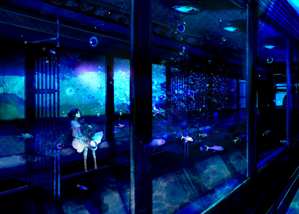 幽蓝的背景下，留我一人伤神