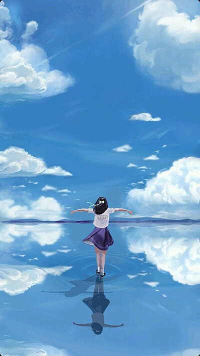 My journey 玻利维亚的天空之镜 iPhone 壁纸 锁屏 微信 背景 平铺 手绘 插画