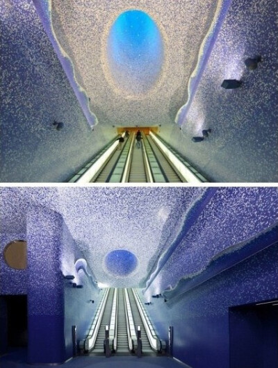 【最美的地铁站】这是意大利的一个地铁站，站在这里，如沐浴星海。 位于那不勒斯，Toledo地铁站，据说背后是一项名为Art Station的项目，无数有名的、没名的，艺术或者不艺术的工作者通力合作，最终将这个地下50米的…