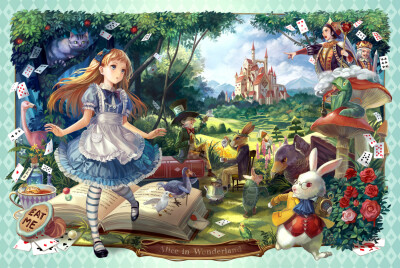 p站 二次元 插画 少女 头像 原创 壁纸 Alice in Wonderland 爱丽丝梦游仙境 爱丽丝 画师：46 id=34275083