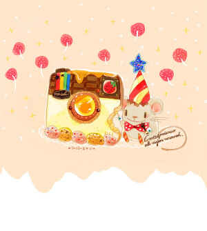 萌物 可爱 水粉画 水彩  动物 老鼠