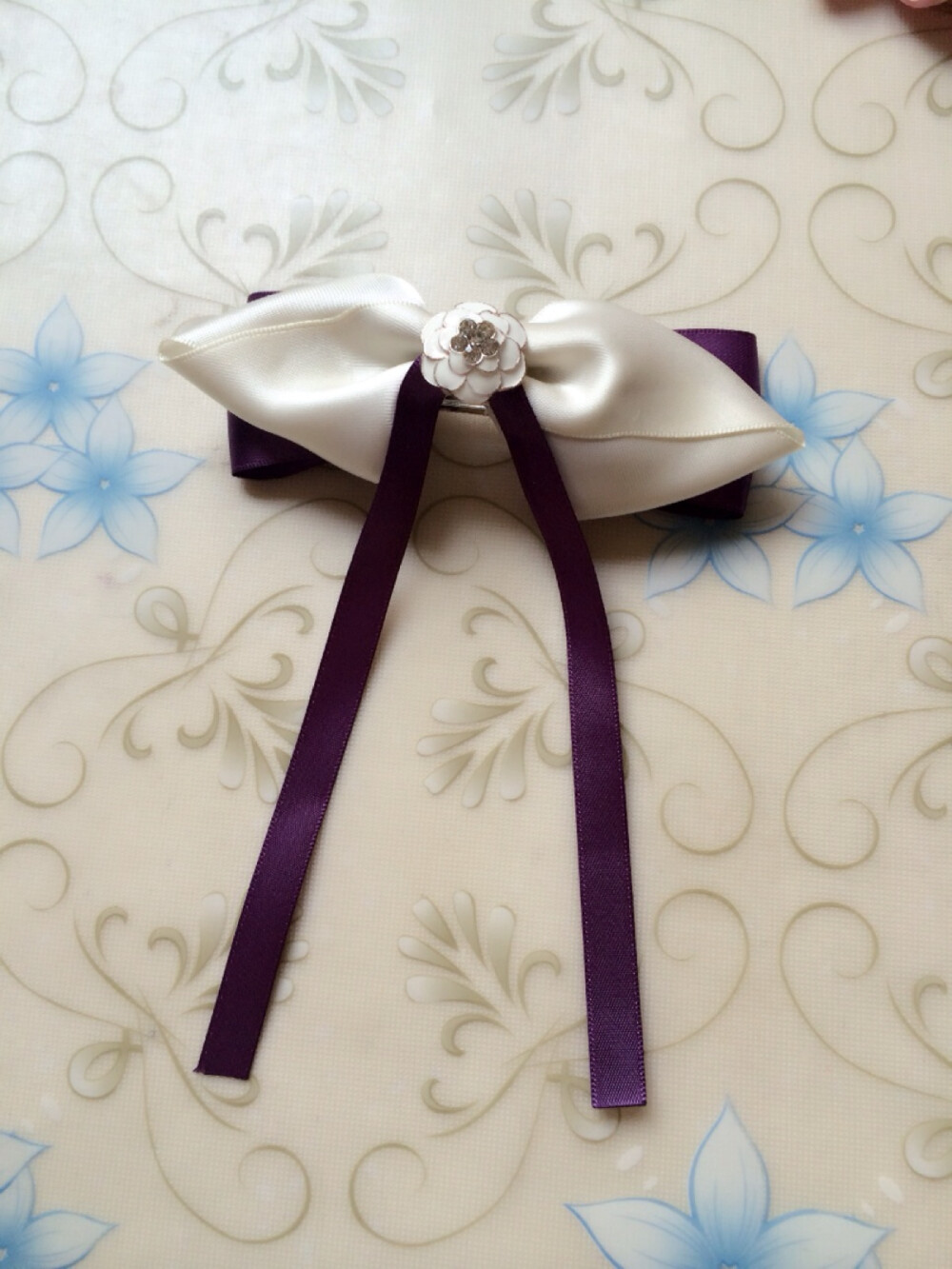 DIY发卡 紫色飘带发卡