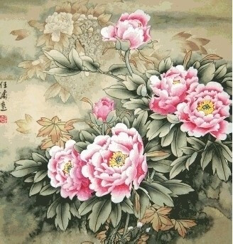 DMC十字绣 花草大画 吴坤 国画牡丹