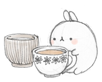 萌物 可爱 动物 兔子 卡通 简单小画 花茶