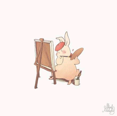泰国插画师ᗰίn∂ɱεl0ɗϓ人气插画，内容里这只可爱的兔子叫jay。故事情节搞笑，画风也十分简练鲜明，兔子肥胖的神态，格外憨态可掬。
