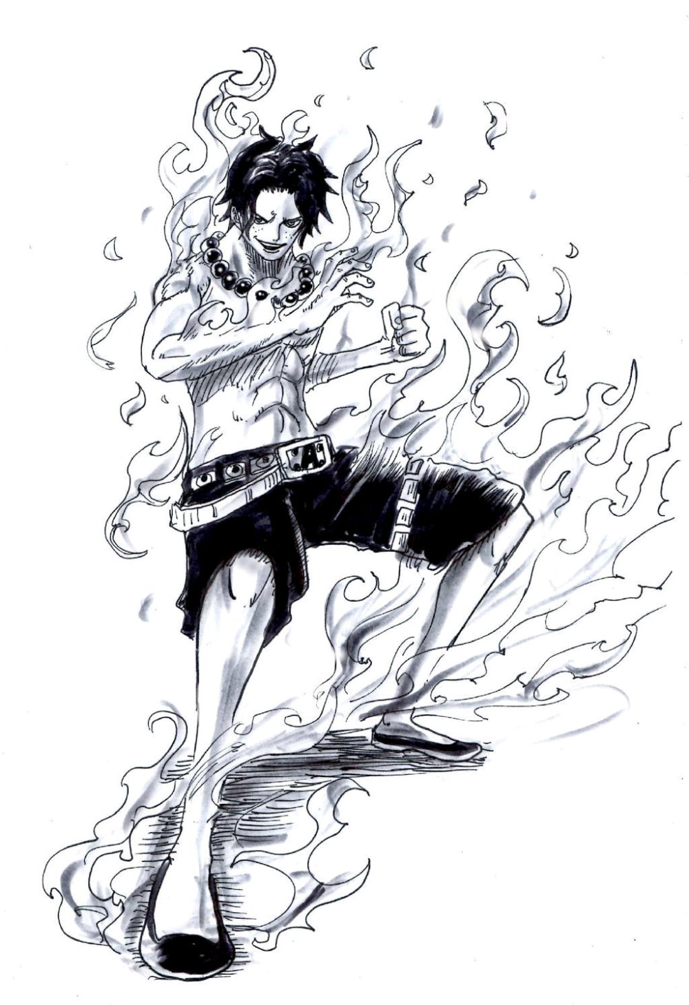 动漫海贼王onepiece黑白壁纸艾斯大帅锅