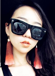 定制                                                                         25SUMMER独售▲渐变色超饱满夸张超长复古流苏耳环/耳坠/可做耳夹